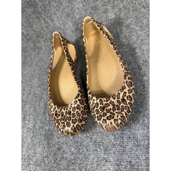 Crocs Women's 11W Leopard Print Flats Slip-On Comfort Shoes Casual - Picture 16 of 16